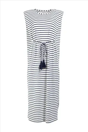 Women's Coral Way Dress  |  White/Navy Stripe