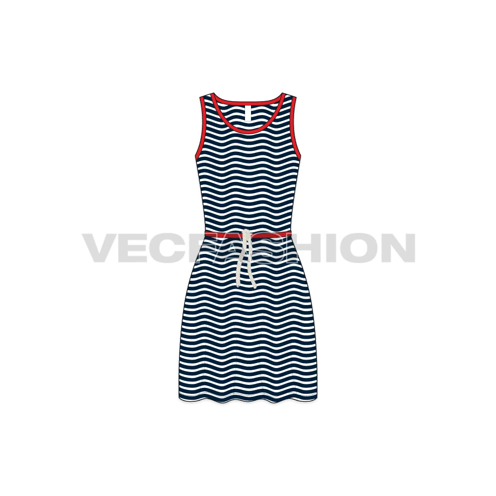 Women's Striped Frock Dress Fashion