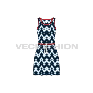 Women's Striped Frock Dress Fashion