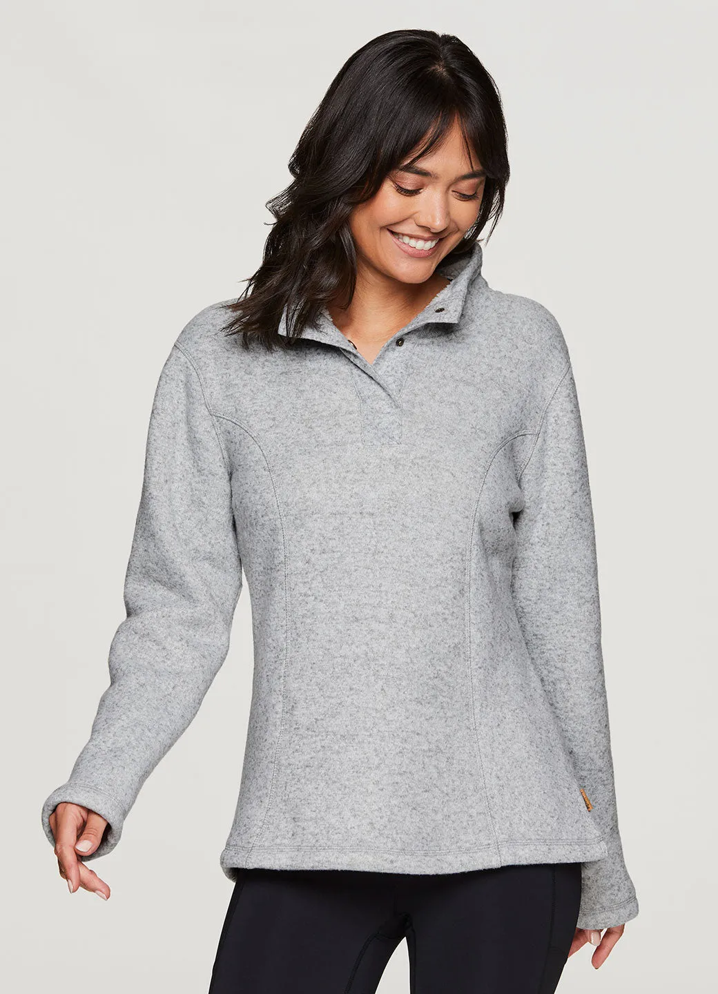 Zena Sherpa Lined Henley Sweater