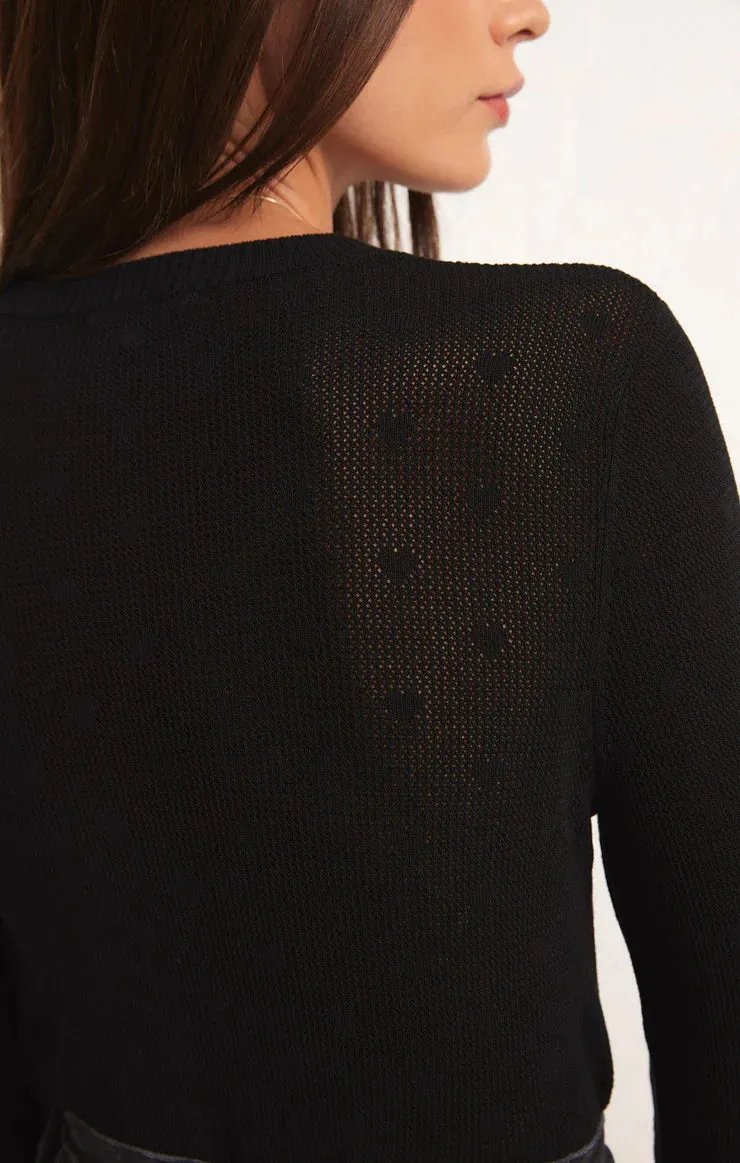 ZSU Heart of Hearts Mesh Sweater in Black